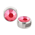 Passante argento antico 9mm (ID 5x2mm) con pietra cristallo Crystal Royal Red 7mm 999° argentado