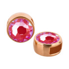 Slider rose gold 9mm (ID 5x2mm) with crystal stone in Crystal Royal Red DeLite 7mm 24K rose gold plated