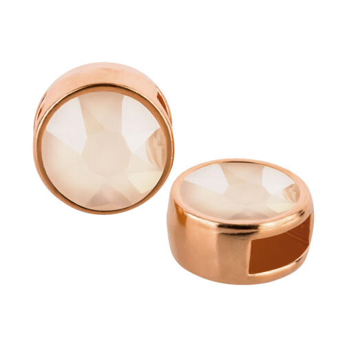 Slider rose gold 9mm (ID 5x2mm) with crystal stone in Crystal Ivory Cream 7mm 24K rose gold plated
