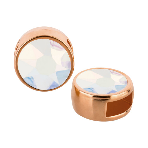 Curseur or rose 9mm (ID 5x2mm) avec pierre de cristal Crystal Transmission 7mm (ID 5x2mm) 24K plaqué or rose