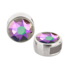 Slider plata antigua 9mm (ID 5x2mm) con cristal en Crystal Paradise Shine 7mm 999° plateado estilo antiguo
