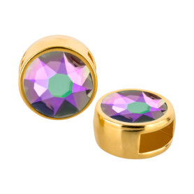 Slider gold 9mm (ID 5x2mm) with crystal stone in Crystal Paradise Shine 7mm 24K gold plated