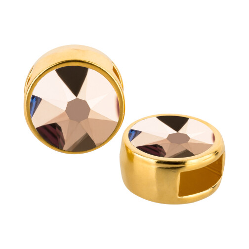 Slider gold 9mm (ID 5x2mm) with crystal stone in Crystal Rose Gold 7mm 24K gold plated