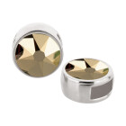 Slider antiek zilver 9mm (ID 5x2mm) met kristal in Crystal Metallic Light Gold 7mm 999° antiek verzilverd