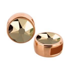 Slider rose gold 9mm (ID 5x2mm) with crystal stone in Crystal Metallic Light Gold 7mm 24K rose gold plated
