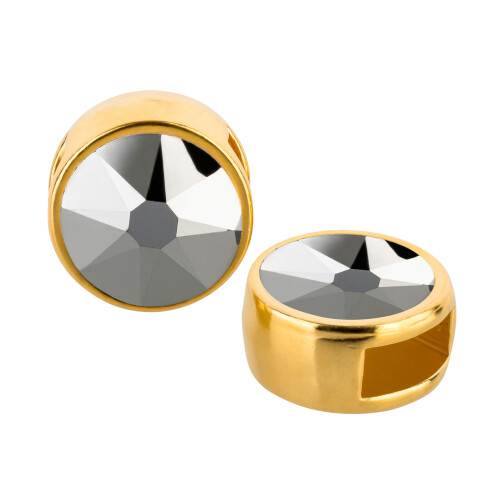 Slider or 9mm (ID 5x2mm) avec cristal en Crystal Light Chrome 7mm plaqué or 24K