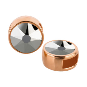 Slider rose gold 9mm (ID 5x2mm) with crystal stone in Crystal Light Chrome 7mm 24K rose gold plated