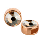 Cuenta redonda deslizable oro rosa 9mm (ID 5x2mm) con piedra de cristal en Crystal Golden Shadow 7mm 24K chapado oro rosa