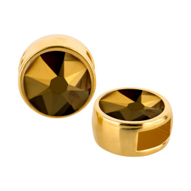 Schiebeperle gold 9mm (ID 5x2mm) mit Kristallstein in Crystal Dorado 7mm 24K vergoldet
