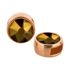 Schuivers roségoud 9mm (ID 5x2mm) met kristalsteen in Crystal Dorado 7mm 24K roségoud verguld