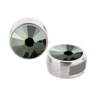 Slider silver antique 9mm (ID 5x2mm) with crystal stone in Crystal Bronze Shade 7mm 999° antique silver plated