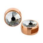 Passante oro rosa 9mm (ID 5x2mm) con pietra cristallo Crystal Blue Shade 7mm 24K placcato oro rosa