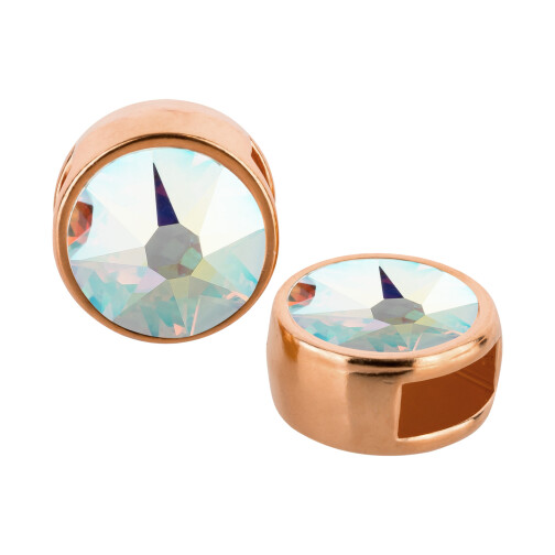 Passante oro rosa 9mm (ID 5x2mm) con pietra cristallo Crystal Aurore Boreale 7mm 24K placcato oro rosa