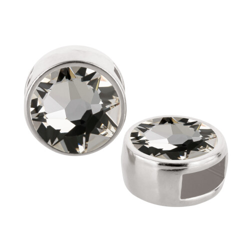 Passante argento antico 9mm (ID 5x2mm) con pietra cristallo Crystal 7mm 999° argentado