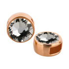 Slider rose gold 9mm (ID 5x2mm) with crystal stone in Crystal 7mm 24K rose gold plated