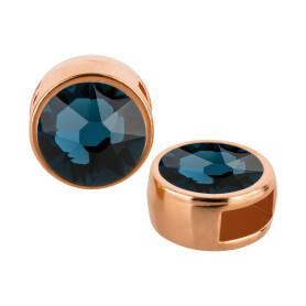 Slider rose gold 9mm (ID 5x2mm) with crystal stone in Montana 7mm 24K rose gold plated