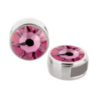 Slider silver antique 9mm (ID 5x2mm) with crystal stone in Rose 7mm 999° antique silver plated