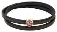 Schuivers goud 9mm (ID 5x2mm) met kristalsteen in Light Amethyst 7mm 24K verguld