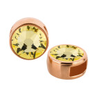 Cuenta redonda deslizable oro rosa 9mm (ID 5x2mm) con piedra de cristal en Jonquil 7mm 24K chapado oro rosa