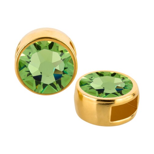 Schuivers goud 9mm (ID 5x2mm) met kristalsteen in Peridot 7mm 24K verguld