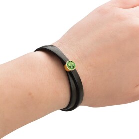 Schuivers goud 9mm (ID 5x2mm) met kristalsteen in Peridot 7mm 24K verguld