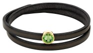 Schuivers goud 9mm (ID 5x2mm) met kristalsteen in Peridot 7mm 24K verguld