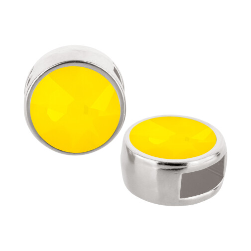 Passante argento antico 9mm (ID 5x2mm) con pietra cristallo Yellow Opal 7mm 999° argentado