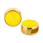 Schuivers goud 9mm (ID 5x2mm) met kristalsteen in Yellow Opal 7mm 24K verguld