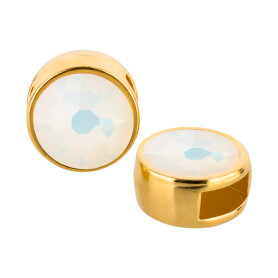 Slider gold 9mm (ID 5x2mm) with crystal stone in White Opal 7mm 24K gold plated