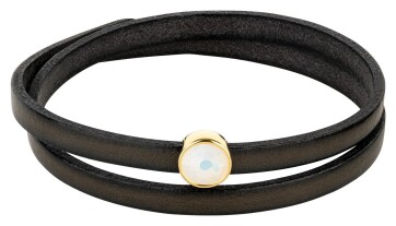 Schiebeperle gold 9mm (ID 5x2mm) mit Kristallstein in White Opal 7mm 24K vergoldet