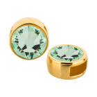 Slider gold 9mm (ID 5x2mm) with crystal stone in Chrysolite 7mm 24K gold plated
