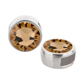 Schuivers antiek zilver 9mm (ID 5x2mm) met kristalsteen...