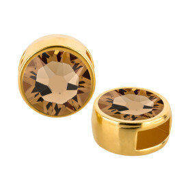 Slider gold 9mm (ID 5x2mm) with crystal stone in Light Colorado Topaz 7mm 24K gold plated