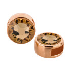 Slider rose gold 9mm (ID 5x2mm) with crystal stone in Light Colorado Topaz 7mm 24K rose gold plated
