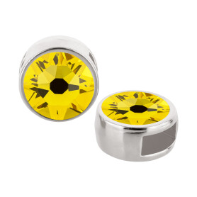 Schuivers antiek zilver 9mm (ID 5x2mm) met kristalsteen...