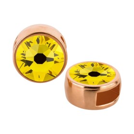 Slider rose gold 9mm (ID 5x2mm) with crystal stone in...