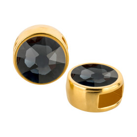 Slider gold 9mm (ID 5x2mm) with crystal stone in Graphite...