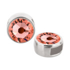 Slider silver antique 9mm (ID 5x2mm) with crystal stone in Rose Peach 7mm 999° antique silver plated