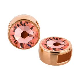 Schiebeperle rose gold 9mm (ID 5x2mm) mit Kristallstein...