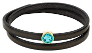 Schiebeperle gold 9mm (ID 5x2mm) mit Kristallstein in Light Turquoise 7mm 24K vergoldet