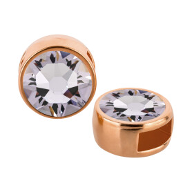 Slider rose gold 9mm (ID 5x2mm) with crystal stone in Smoky Mauve 7mm 24K rose gold plated