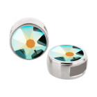 Passante argento antico 9mm (ID 5x2mm) con pietra cristallo Jet Aurore Boreale 7mm 999° argentado