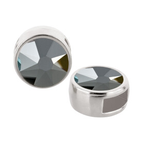 Slider silver antique 9mm (ID 5x2mm) with crystal stone...