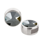Passante argento antico 9mm (ID 5x2mm) con pietra cristallo Jet Hematite 7mm 999° argentado