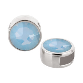 Slider silver antique 9mm (ID 5x2mm) with crystal stone in Air Blue Opal 7mm 999° antique silver plated
