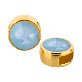 Schiebeperle gold 9mm (ID 5x2mm) mit Kristallstein in Air Blue Opal 7mm 24K vergoldet