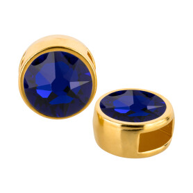 Slider gold 9mm (ID 5x2mm) with crystal stone in Cobalt 7mm 24K gold plated