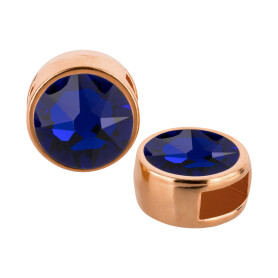 Slider rose gold 9mm (ID 5x2mm) with crystal stone in Cobalt 7mm 24K rose gold plated