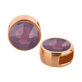 Slider rose gold 9mm (ID 5x2mm) with crystal stone in Cyclamen Opal 7mm 24K rose gold plated