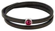Schiebeperle antik silber 9mm (ID 5x2mm) mit Kristallstein in Ruby 7mm 999° antik versilbert
